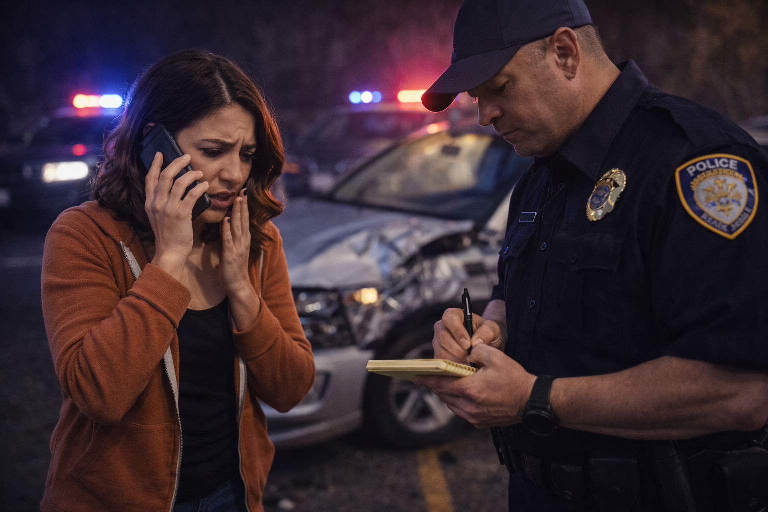 Driver stopped by police during nighttime traffic stop in Maryland for suspected DWI or traffic violation